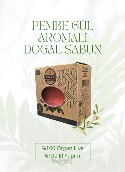 Organik Saf Zeytinyağlı Pembe Gül Aromalı Doğal Sabun 100 gr