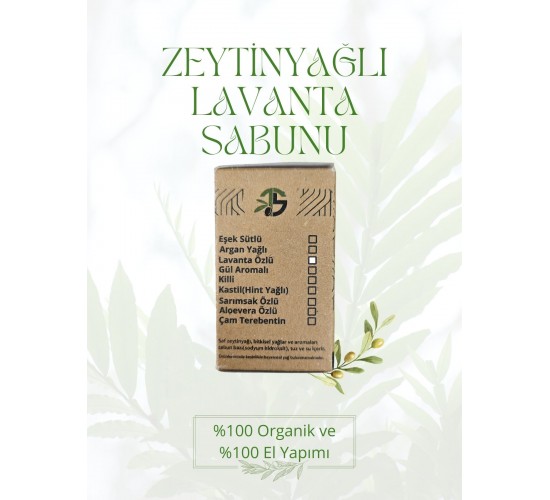 Organik Saf Zeytinyağlı Lavanta Aromalı Doğal Sabun 100 gr